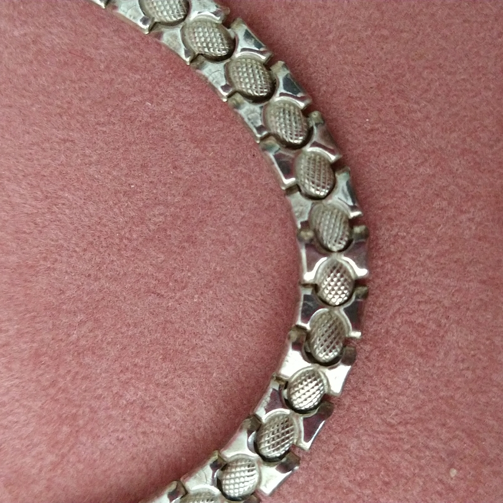 STERLING SILVER FLAT LINK NECKLACE - Picture 3 of 4